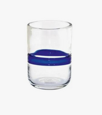Thumbnail for Clear glass with a blue band around the middle on a white background