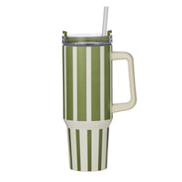 Thumbnail for Vertice stripe insulated mug 1.2L olive – large insulated travel mug gift Australia – House of Dudley Adelaide