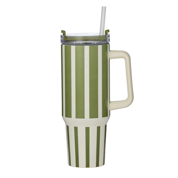 Vertice Stripe Insulated Mug 1.2L – Olive