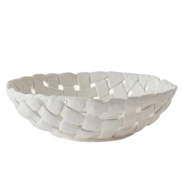 Woven White Ceramic Bowl