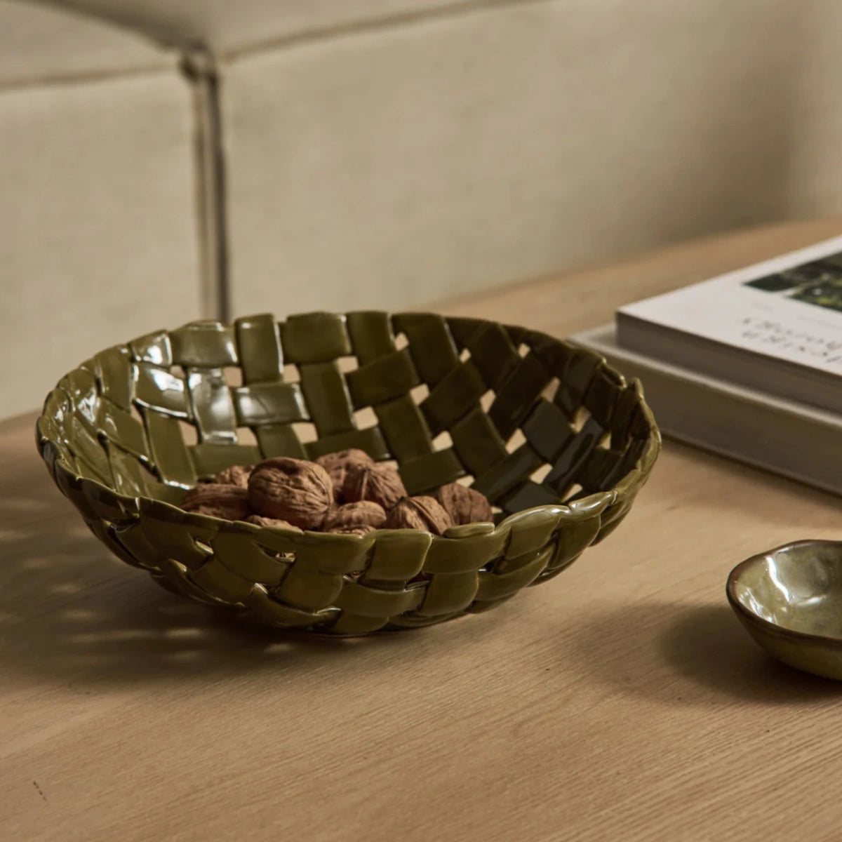 Woven Green Ceramic Bowl