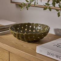 Thumbnail for Woven Green Ceramic Bowl